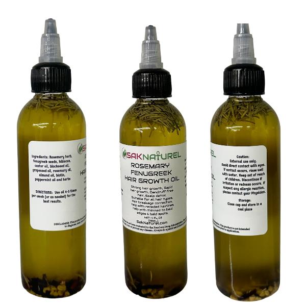 SakNaturel Extra Strength Rosemary Fenugreek Hair Growth oil - Long Hair - Thick Hair - Fast Hair Growth - Ayurverdic Hair growth oil - Rosemary Hair Oil - Hibiscus Hair growth oil - Indian Hair Growth oil - Chebe Hair Growth Oil Organic - Herbal Haircare