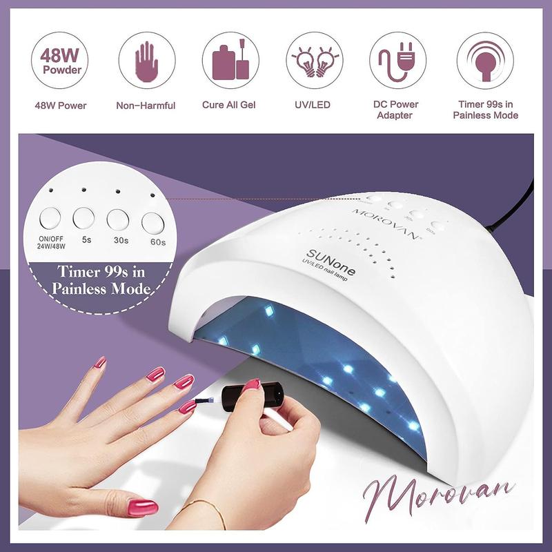 MOROVAN Poly Gel Nail Kit: Starter Kit 8 Colors Poly Nail Gel Kit Best Valentine Gift For Her with U V Lamp 48W Complete Poly Gel Kit for Beginners with Everything Professional