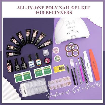 MOROVAN Poly Gel Nail Kit: Starter Kit 8 Colors Poly Nail Gel Kit Best Valentine Gift For Her with U V Lamp 48W Complete Poly Gel Kit for Beginners with Everything Professional