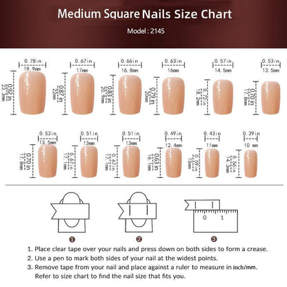 Glitter Line Pattern Fake Nail & Tape & Nail File, 24pcs French Style Short Square False Nails For Women & Girls, Removable Nail Art Artificial Full Cover, Women Girls DIY Manicure