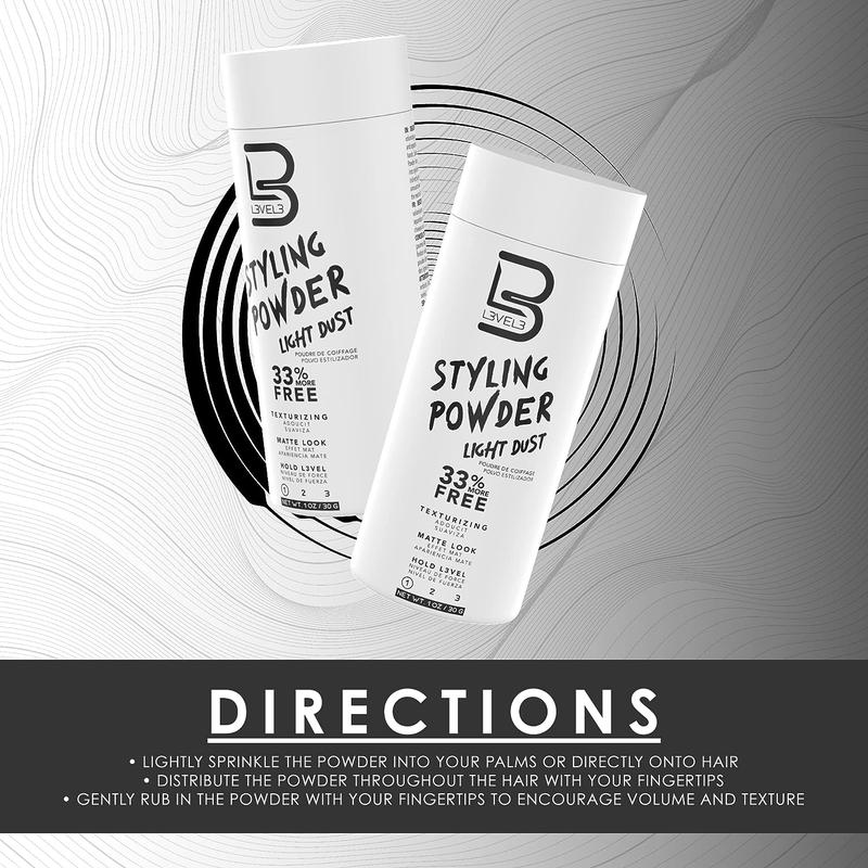 L3 Level 3 Light Hold Styling Powder - Natural Matte Hairstyle - Texturizing and Volumizing