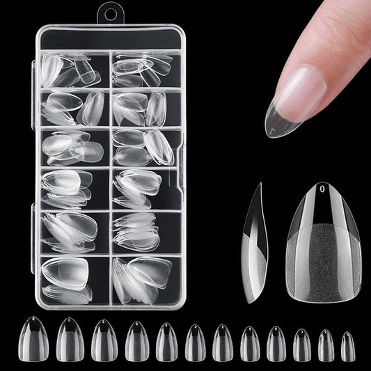 Clear Press On Nails, 120pcs Transparent Almond Fake Nails, Full Coverage Press-on Nail Kit, Acrylic Nail Kit, Reusable Manicure Kit, DIY Nail Art Accessories for Women and Girls