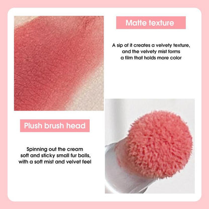 Fur Ball Sponge Head Matte Lipstick for Music Festival Makeup, 1 Count Velvet Matt Finish Lip Gloss for Girls, Lip Moisturizer Comfort and Hydrate Dry Lips Skin Care Skincare Beauty Gifts for Women