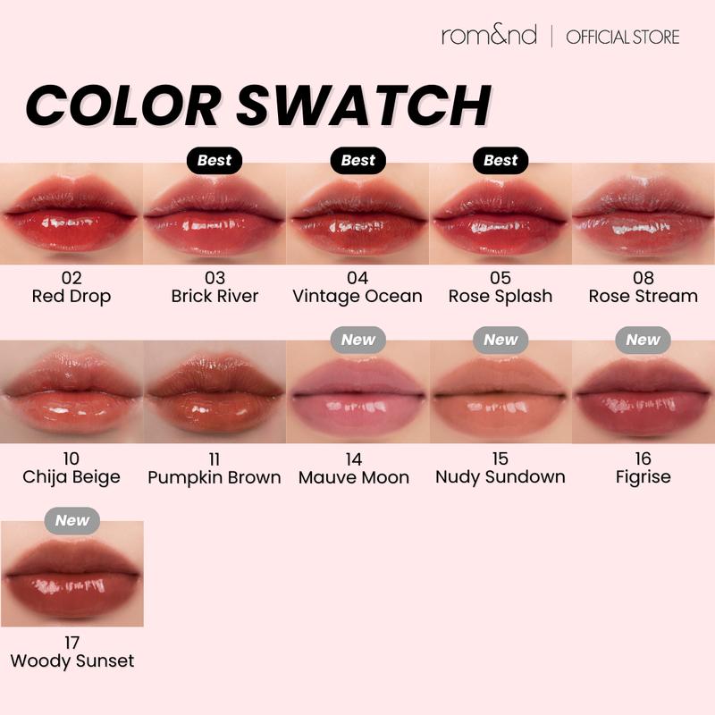 [rom&nd Official Shop] rom&nd Glasting Water Tint 4g Vivid Color, Glossy Finish, Glazed Lips, Long-lasting, Moisturizing, Highlighting, Lip Tint for Daily Use, K-beauty, Non-sticky, Vibrant, romand, rom and Lipgloss Lipstick