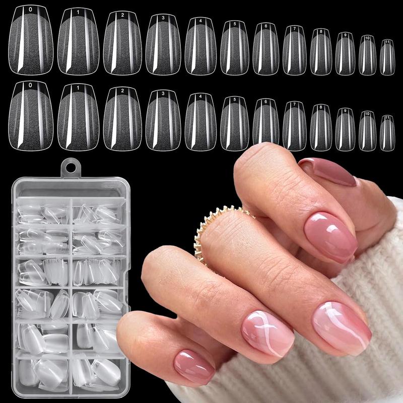 Half Matte Clear Fake Nail Tip, 120pcs/box Full Cover Press on Nail Tip, Nail Art Kit for Women & Girls Nail Extension, Summer Nail Art Set