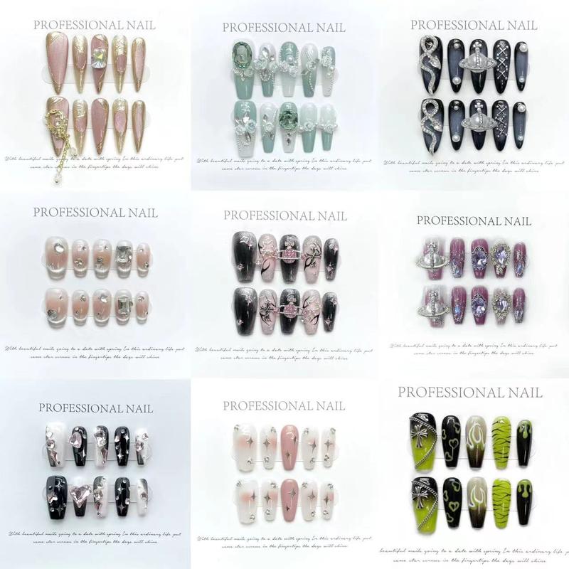 Press on nails,Handmade,Meduim Length,Cute,Super Strong