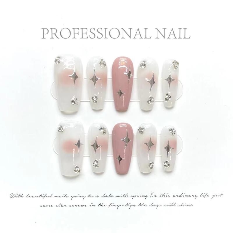 Press on nails,Handmade,Meduim Length,Cute,Super Strong