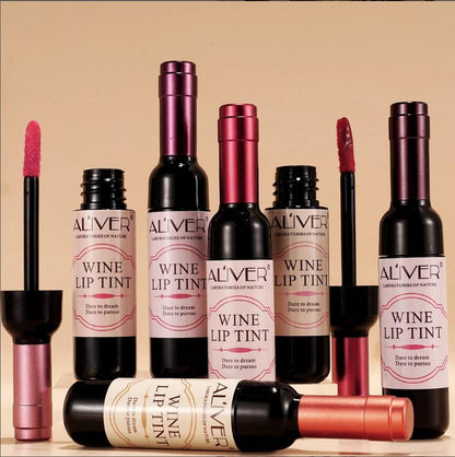 Lipstick Viral, Aliver 6 Hours Long-lasting & Waterproof Bottle Style Matte Lip Tint Set - 6 Shades, High Pigmentation & Satin, Tiktok Top Creators Highly Recommended: #aliverwinelipsticks