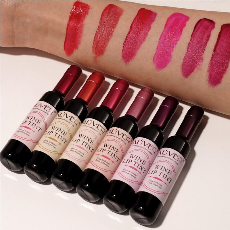 Lipstick Viral, Aliver 6 Hours Long-lasting & Waterproof Bottle Style Matte Lip Tint Set - 6 Shades, High Pigmentation & Satin, Tiktok Top Creators Highly Recommended: #aliverwinelipsticks