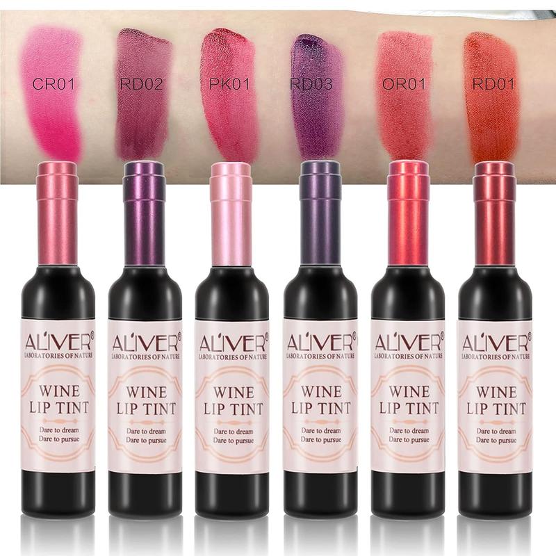 Lipstick Viral, Aliver 6 Hours Long-lasting & Waterproof Bottle Style Matte Lip Tint Set - 6 Shades, High Pigmentation & Satin, Tiktok Top Creators Highly Recommended: #aliverwinelipsticks