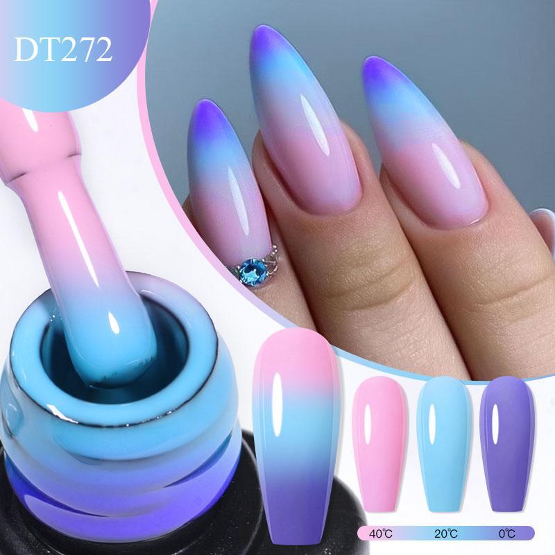 Summer Thermal Nail Gel Polish Set, 6 Counts/set Gradient Glitter Temperature Color Changing Semi Permanent Nail Art Varnish, Nail Art Kits for Women & Girls