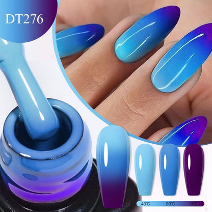 Summer Thermal Nail Gel Polish Set, 6 Counts/set Gradient Glitter Temperature Color Changing Semi Permanent Nail Art Varnish, Nail Art Kits for Women & Girls