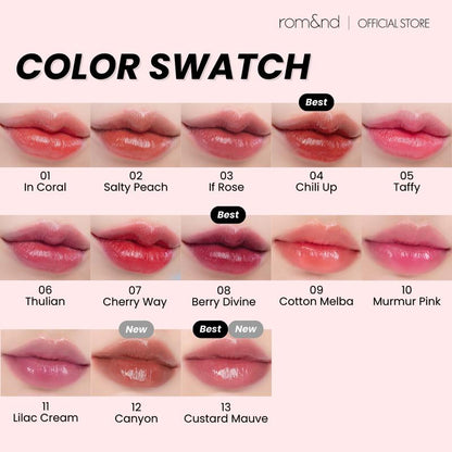 [rom&nd Official Shop] rom&nd Dewy¡¤ful Water Tint (13 Shades) Watery Glossy Lips Long-lasting High Pigmented, Romand, Rom and, Roman, tiktok shop store, tiktok store shop, tiktok shop, korean makeup, k beauty makeup, korean lip tints, korean lippies