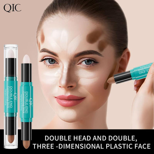 QIC Flawless Brightening Concealer, Illuminating & Highlighting Face Makeup, Conceals Dark Under Eye Circles,Double-End Highlighter Contour- 2 in 1 Makeup Shading - Long-Lasting Waterproof Smooth Cream Bronzer