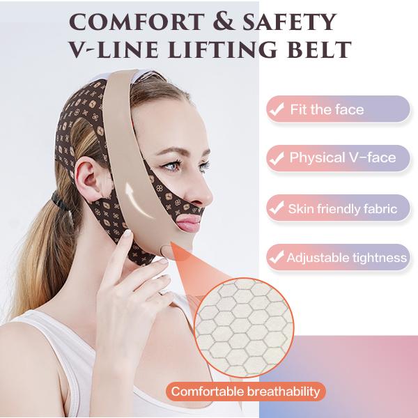 Double Chin Reducer, Double Chin Eliminator V Line Lifting Mask with Chin Strap for Double Chin for Women -Face Lift (Brown)