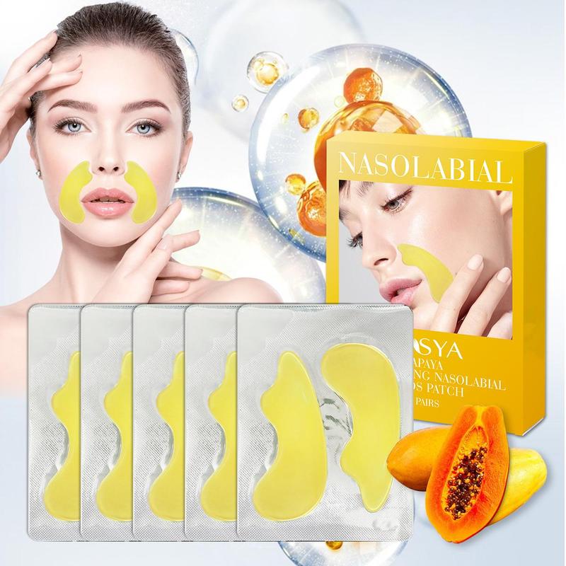 Nasolabial Folds Patches, 5 Pairs/box Natural Collagen?Nasolabial Folds Patches, Moisturizing Nose Line Patches, Facial Skin Care Patches for Women & Men