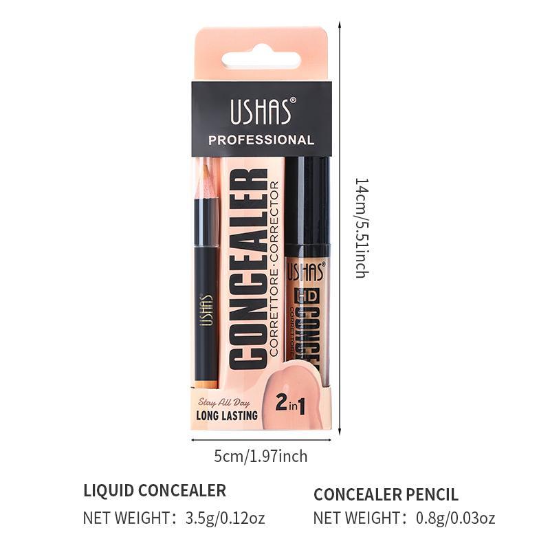 Long Lasting Concealer Set, 1 Count Concealer Cream & 1 Count Concealer Pen, Highlighting Concealers, Contouring Concealers, Dark Skin Covering Concealers, Makeup Accessories