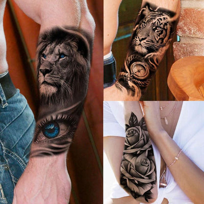 Animal & Skull Pattern Temporary Tattoo, 61pcs/set Fake Tattoo Body Art Sticker for Men & Women, Realistic Arm Tattoos for Adults, Body Art, Body Tattoos, Body Stickers Party Supplies