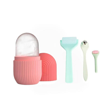 Facial Massage Set, Including 1 Count Ice Roller & 3 Counts Massager, Professional Skincare Tools for Women