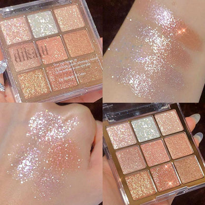 Shimmer Mirror Eyeshadow Palette, Glitter Eye Powder Palette, Summer Long Lasting Shiny Eye Makeup Palette, Glittering High Pigmented Cosmetic Palette, Music Festival Makeup Products