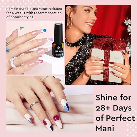 MEFA 56 Pcs Gel Nail Polish Kit with U V Light, 32 Colors All Seasons Soak Off Gel Polish Nail Set with Matte/Glossy Base Top Coat Essential Manicure Tools Nails Art DIY Salon