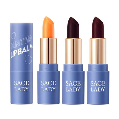 SACE LADY 3Pcs Tinted Lip Balm Set Lasting Color Changing Smooth Matte Lip Stain Pigmented Moisturized Lipstick Kit