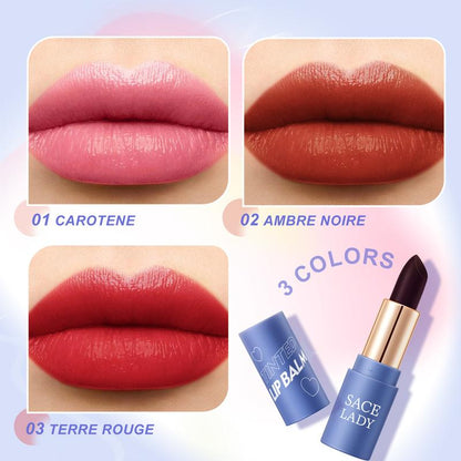 SACE LADY 3Pcs Tinted Lip Balm Set Lasting Color Changing Smooth Matte Lip Stain Pigmented Moisturized Lipstick Kit