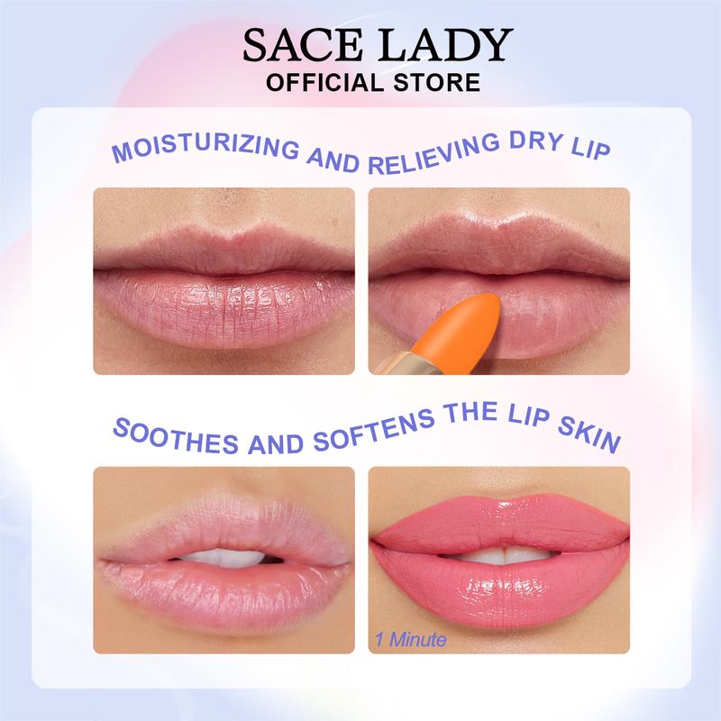 SACE LADY 3Pcs Tinted Lip Balm Set Lasting Color Changing Smooth Matte Lip Stain Pigmented Moisturized Lipstick Kit