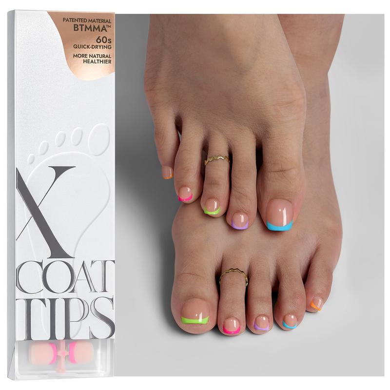 btartboxnails XCOATTIPS Toe Nail Tips - Product only 160pcs Short Brighter Pastel French Tip Press On Toenails for Women, Soft Gel Fake Toe Nails Extensions