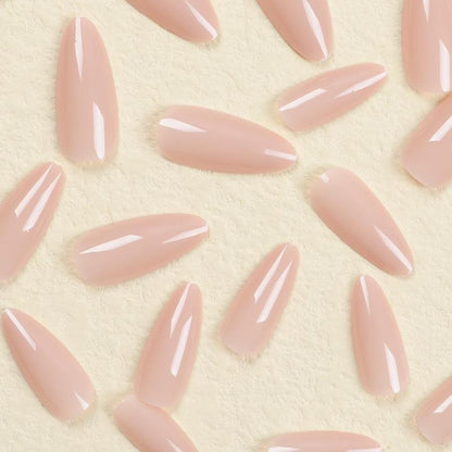 Minimalist Plain Almond Fake Nails, 1 Set Press on Nails for Girls, Easy Applying Stick on Nails, Reusable False Nail Covers, Nail Art Kits for Nails Extension Projects