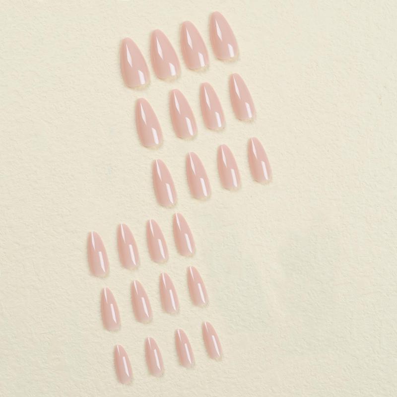 Minimalist Plain Almond Fake Nails, 1 Set Press on Nails for Girls, Easy Applying Stick on Nails, Reusable False Nail Covers, Nail Art Kits for Nails Extension Projects