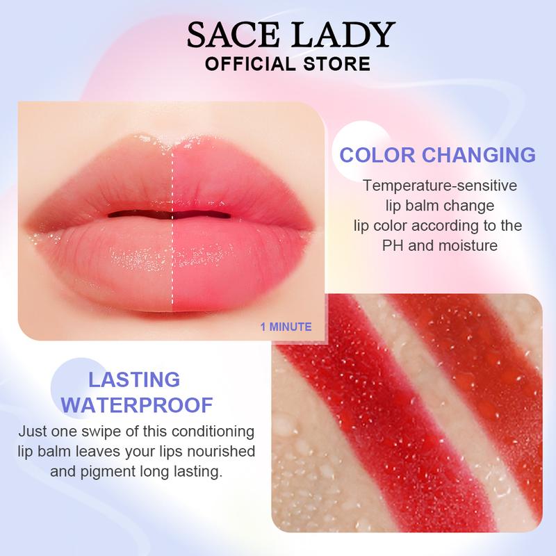 SACE LADY Tinted Lip Balm Moisturized Lasting Waterproof Lip Stain Magic Color Changing Pigmented Lipstick