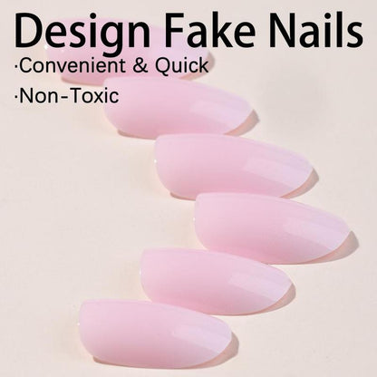 Gradient Pink Glossy Almond Fake Nails, 24pcs/box Elegant False Nails for Women & Girls DIY Nail Art, Press On Nails Kit, Manicure Accessories