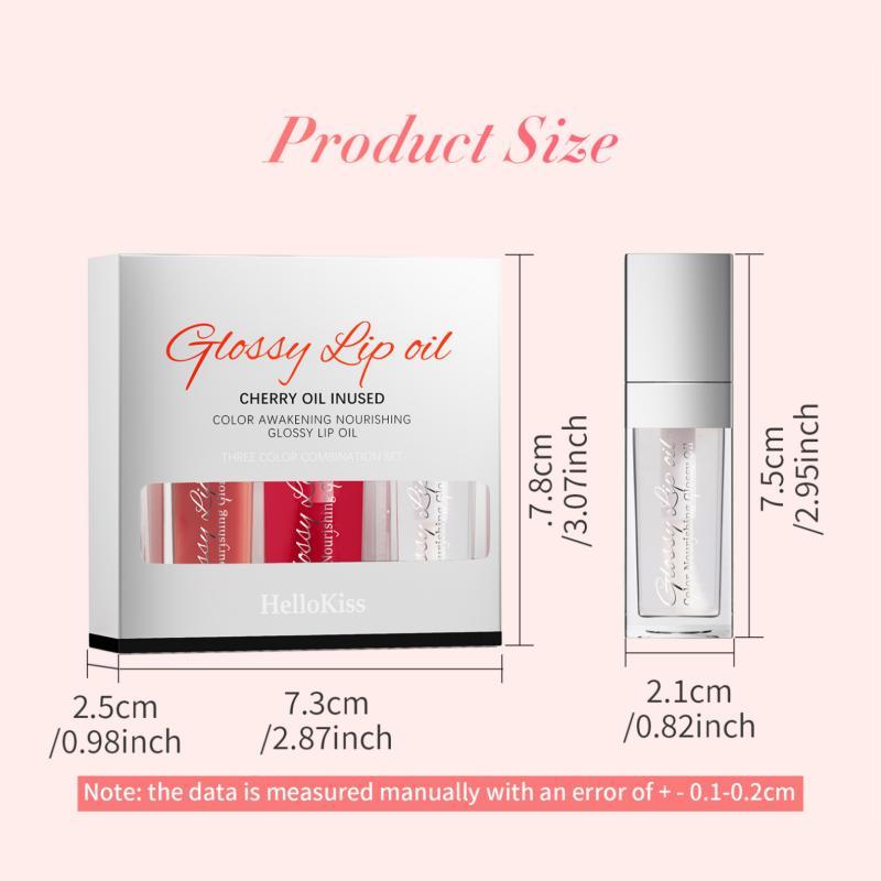 Long-lasting Lip Gloss, 3 Counts Glossy Lip Glaze, Tinted Moisturizing Lip Balm, Glittering Lip Stain, Plumping Lip Oil Lip Stick for Girls & Women, Rare Beauty Lip Gloss