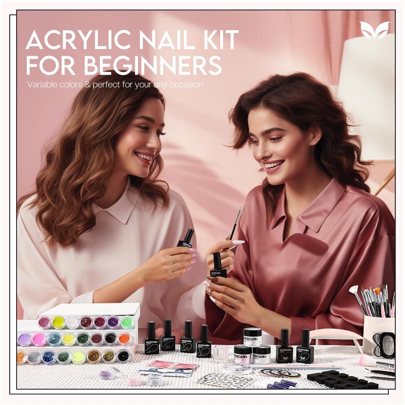 Morovan Acrylic Nail Kit for Beginners: with Everything Professional Gel Polish Kit with U V Lamp Acrylic Nail Set with Glitter Acrylic Powder Complete Starter Kit Acrylic Nail Supplies