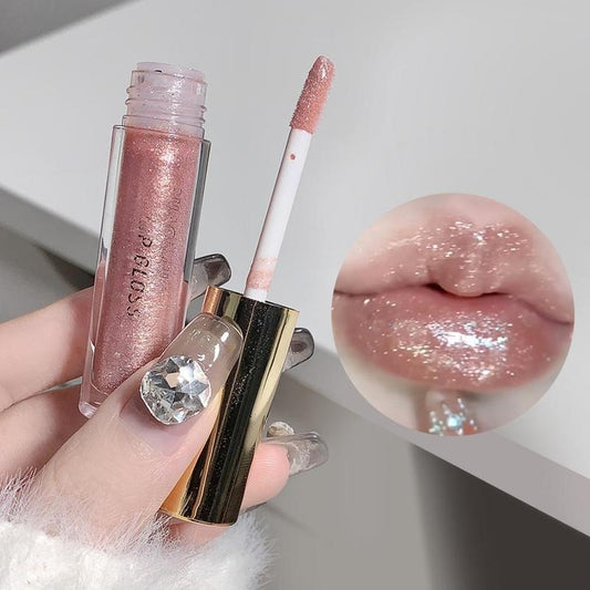 Glitter Lip Gloss, Shimmering Lip Glaze Stick, Moisturizing Sparkling Juicy Lipstick, Plumping Lip Oil for Girls and Women