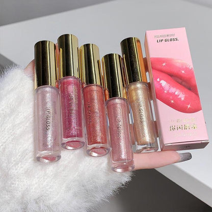 Glitter Lip Gloss, Shimmering Lip Glaze Stick, Moisturizing Sparkling Juicy Lipstick, Plumping Lip Oil for Girls and Women