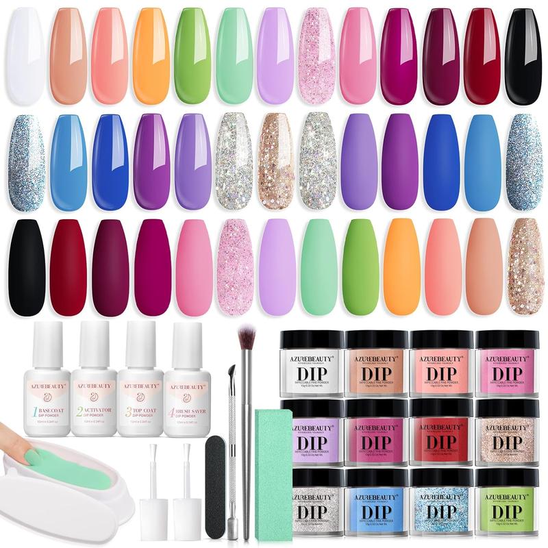 [HOT SALE] AZUREBEAUTY 20 Colors Dip Powder Nail Starter Kit, NO UV Lamp Needed, Ideal Gift Choice