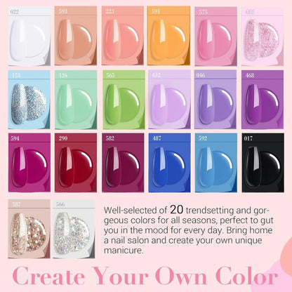 [HOT SALE] AZUREBEAUTY 20 Colors Dip Powder Nail Starter Kit, NO UV Lamp Needed, Ideal Gift Choice