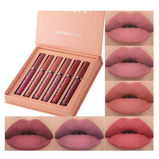 6Counts Waterproof Long-lasting Matte Lip Balm Set,Pearl Glossy Lip Care,Matt Finish Lip Gloss, 2024 Lip Makeup Set