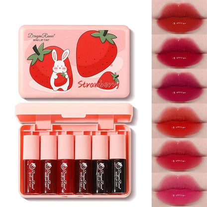 6 Colors Lip Tint Stain Set,Korean Lip Gloss Watery Lip Stain,Multi-use Lip & Cheek Tint Moisturizing Mini Liquid Lipstick,