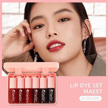 6 Colors Lip Tint Stain Set,Korean Lip Gloss Watery Lip Stain,Multi-use Lip & Cheek Tint Moisturizing Mini Liquid Lipstick,