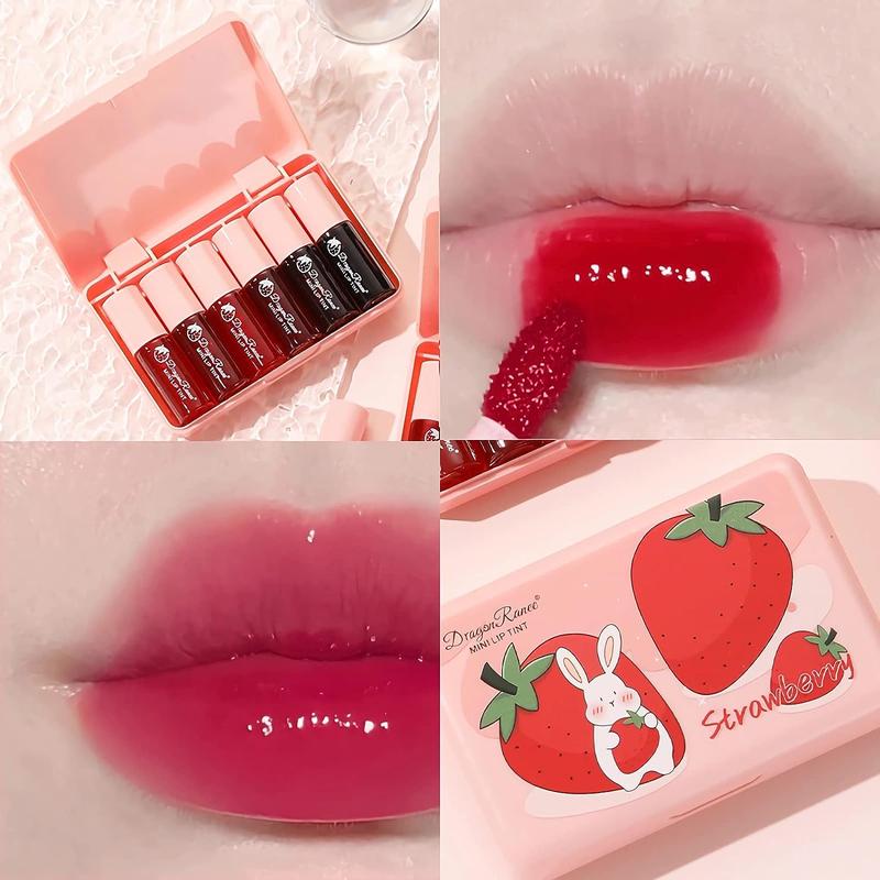 6 Colors Lip Tint Stain Set,Korean Lip Gloss Watery Lip Stain,Multi-use Lip & Cheek Tint Moisturizing Mini Liquid Lipstick,