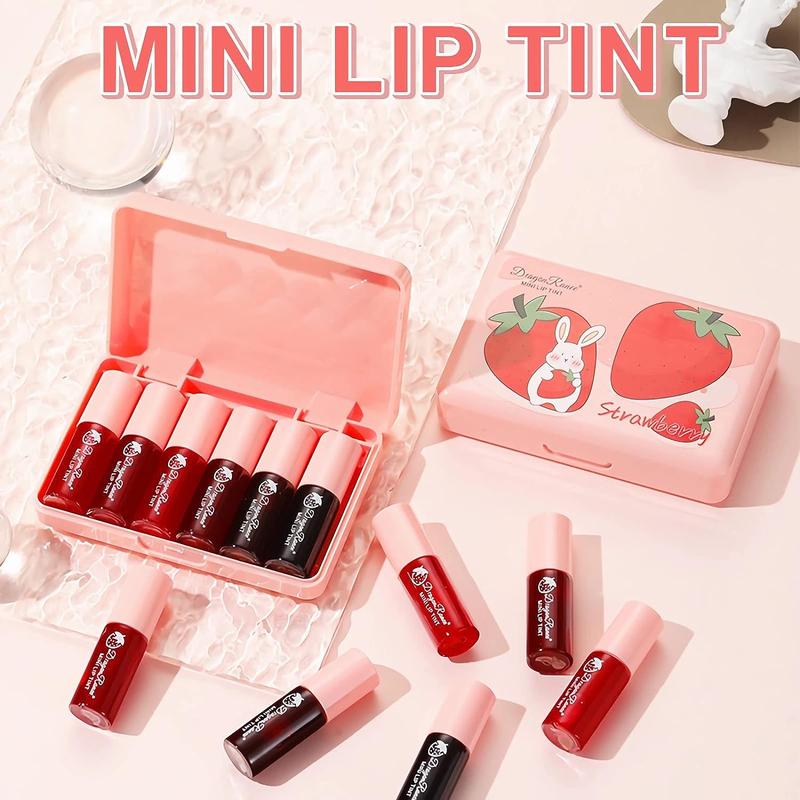 6 Colors Lip Tint Stain Set,Korean Lip Gloss Watery Lip Stain,Multi-use Lip & Cheek Tint Moisturizing Mini Liquid Lipstick,