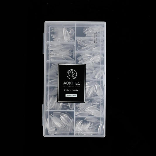 Clear Acrylic Nail Tips, 540pcs Full Cover Almond/Stiletto/Oval/Square False Nails Kit, Clear Full Cover Nail Tips, Acrylic Nail Sets for DIY Manicure