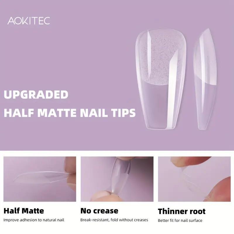 Clear Acrylic Nail Tips, 540pcs Full Cover Almond/Stiletto/Oval/Square False Nails Kit, Clear Full Cover Nail Tips, Acrylic Nail Sets for DIY Manicure