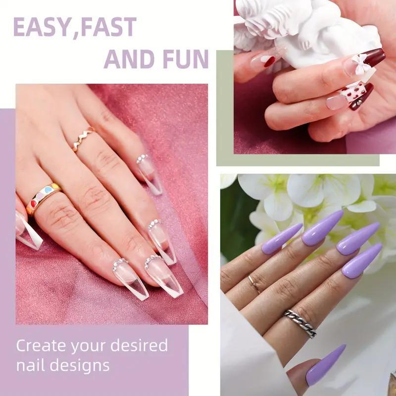 Clear Acrylic Nail Tips, 540pcs Full Cover Almond/Stiletto/Oval/Square False Nails Kit, Clear Full Cover Nail Tips, Acrylic Nail Sets for DIY Manicure