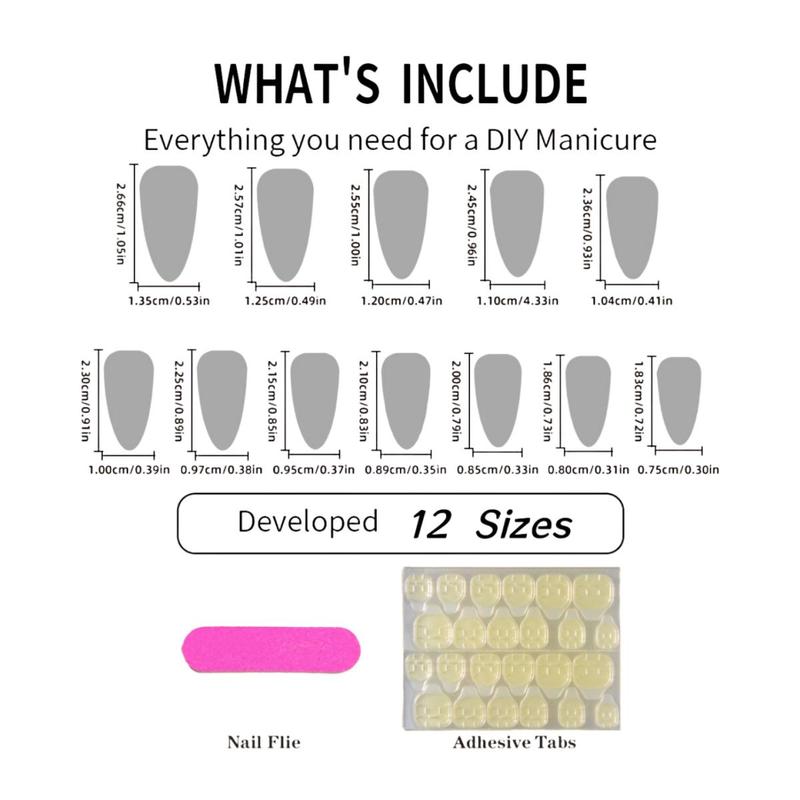 Star Pattern Fake Nails with 1 Nail File & 1 Sticker Sheet, 24pcs Long False Nails for Women & Girls DIY Nail Art, Elegant Stick on Nails Kit, Manicure Accessories