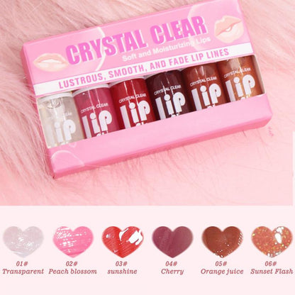 6 Colors Fat Oil Lip, Lip Gloss Lip Glaze with Big Brush Head, Nourishing & Non-sticky Long Lasting Shiny Transparent Tinted Plumping Lip Glow Oil, Shiny Glow Lip Care Oil, ,Makeup Gift Set