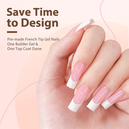 BTArtboxnails Soft Gel Nail Tips - Product only 150pcs XCOATTIPS Long Square French Tip Nude Press on Nails